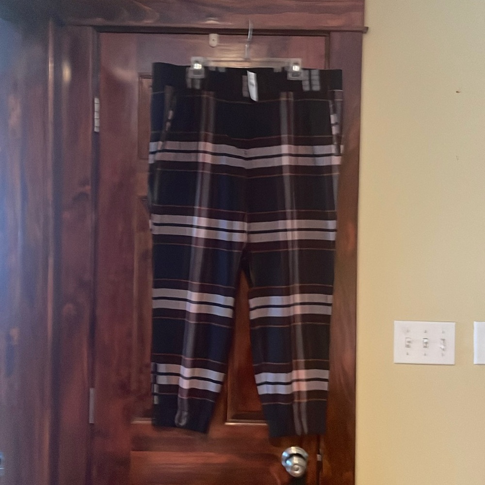 NWT. Loft Plaid Pants color navy burgundy